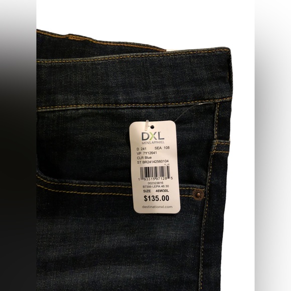 DXL men’s apparel athletic taper coolmax dark wash jeans 46x30 - Picture 3 of 5